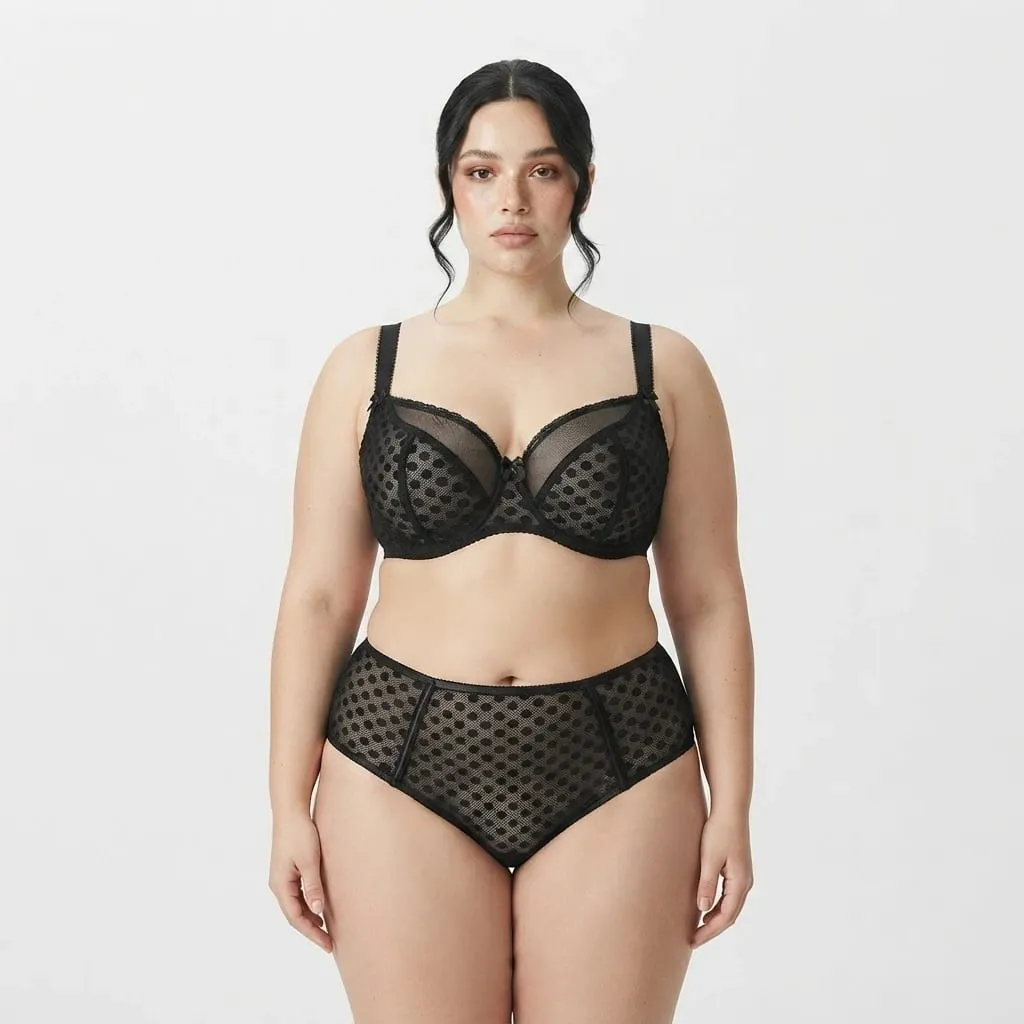 Women Curvy Plus Size Polka Dot Mesh Lace Bra Panty Set Underwire Support Full Figure Big Cup E F G H I Breathable Lingerie 2pcs — image 1
