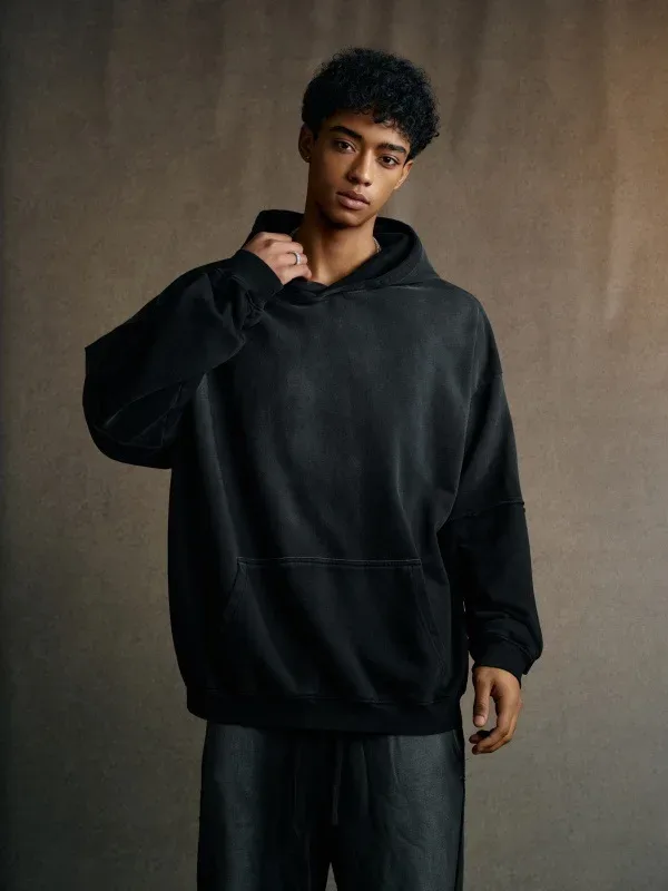 New Autumn Winter Men 400gsm Hoodies Streetwears High Street Heavy Weight Washed Cotton Sweatshirts Brand Tracksuit — image 19