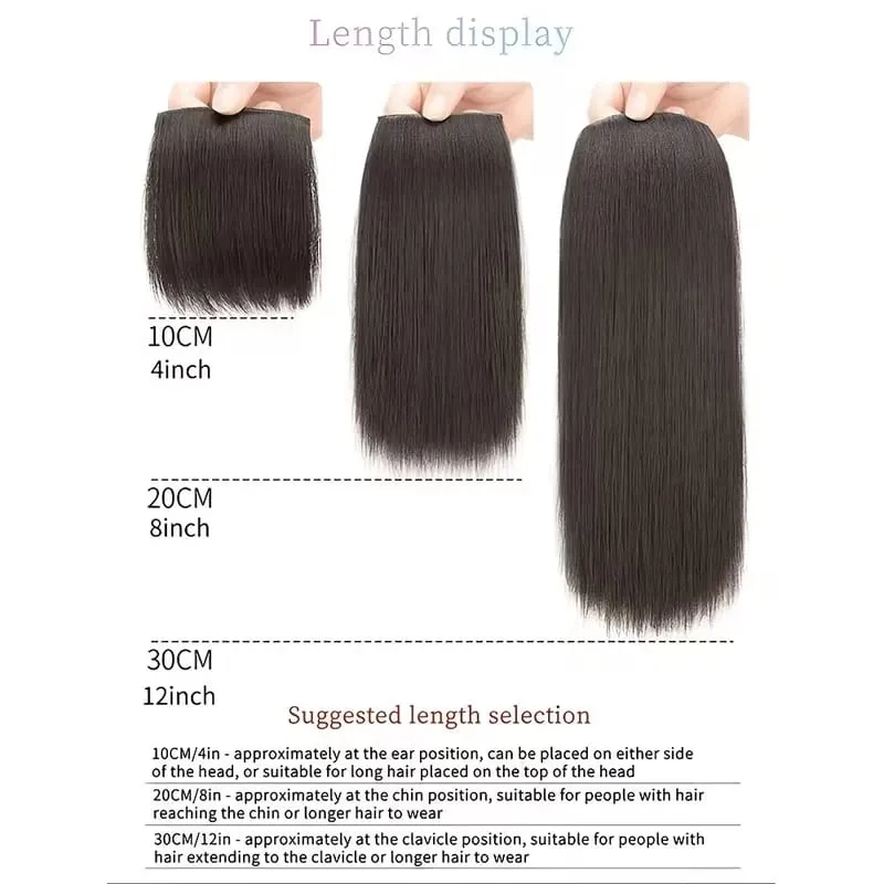 2pcs/Set Synthetic Hair Pads Hair Extensions Invisible Hairpieces for Hair Volume Increase Top Replacement Wig Accessories