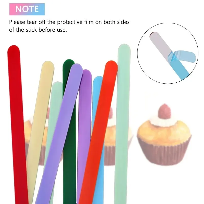 Food Grade Acrylic Ice Cream Sticks 10pcs/set Colorful Light Popsicle Stick Stirring Rod Distinguishing Labels Kitchen Tools