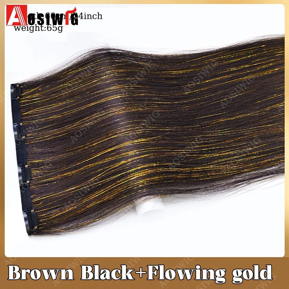 Blue Glitter Tinsel Clip in Hair Extensions One Piece Straight Synthetic Hairpiece with Sparkle Strands for Women Party Daily — image 11