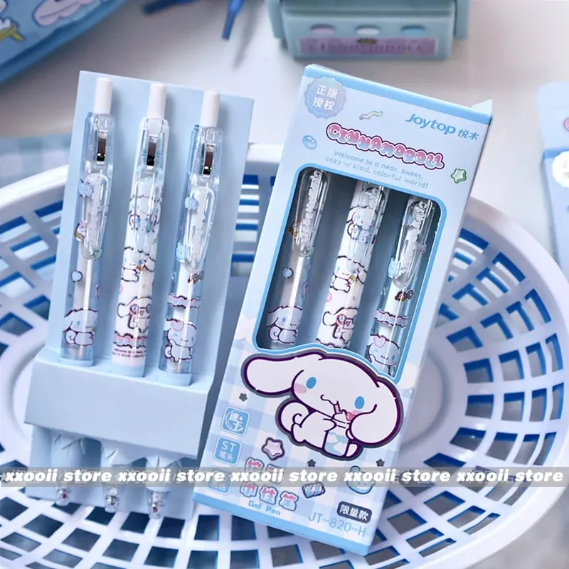 Genuine 3Pcs Kawaii Sanrio 0.5mm Gel Pens Cute Hello Kitty Cinnamoroll Kuromi Black Pen School Student Stationery Supplies Gifts — image 4