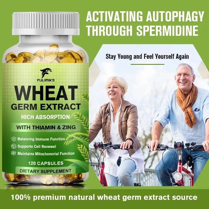 Spermidine 13mg Supplement Fermented Wheat Germ Extract Promotes Cellular renewal Anti-Aging Hair Growth & Immune Health