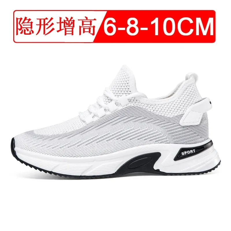 Elevator Shoes Invisible Heightening 8cm. Breathable Mesh Fabric Sports Shoes Heightening Inside for Men's Shoes Size 6cm