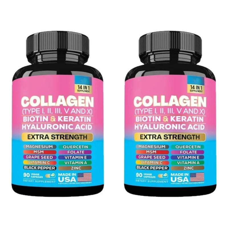 Collagen Biotin Keratin Hyaluronic Acid Capsules Extra Strength with Vitamins A C E and Zinc Skin Health 90 Capsules