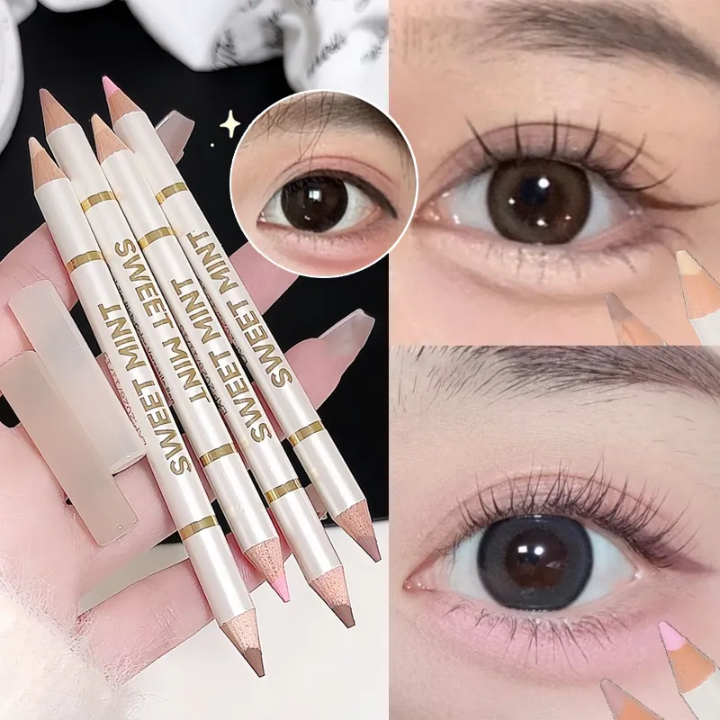 Matita per bachi da seta sdraiata Aegyo Sal a doppia estremità Illumina l'ombra naturale rosa nuda sotto gli occhi Evidenzia il trucco Matita per occhi beige opaca — image 2