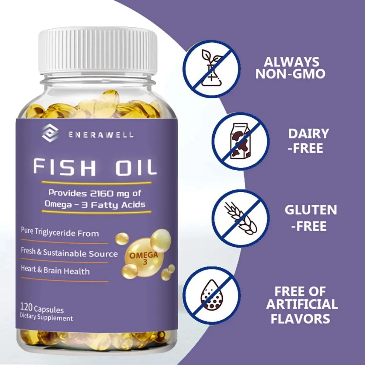 Omega 3 Fish Oil Capsules Support Brain & Nervous System Health Cardiovascular & Skin Health Antioxidant & Anti-Inflammation — image 2