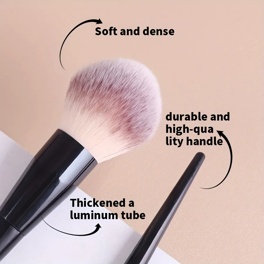 2pcs Professional Makeup Brushes with Large Soft Nylon Bristles & Elliptical/Contour Tips - Compatible for Foundation Blush Po