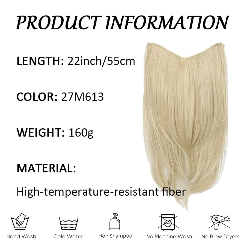 22 inch Synthetic One-Piece Hair Extensions | Inward-Curled Ends | BB Clips Easy Wear No Damage | Instant Volume & Length — image 4