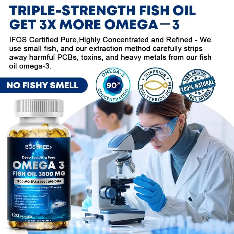Omega 3 Fish Oil Supplement EPA+DHA - Suitable for Heart Liver Eye Brain Joint Health-Attention Memory and Emotional Support — image 3