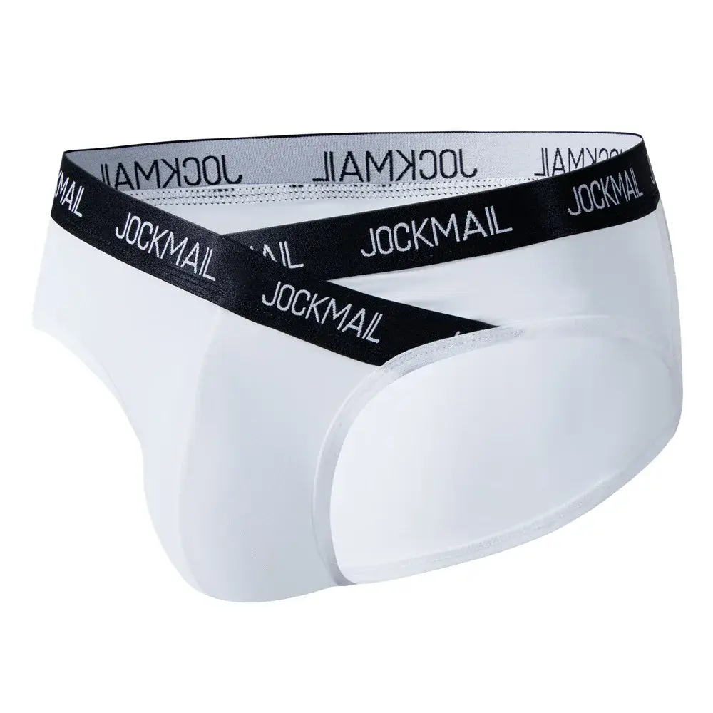 Jockmail Мужское нижнее белье с низкой талией Сексуальные спортивные дышащие летние трусы из ледяного шелка Большая сумка Нейлоновые однотонные мужские трусики — image 27