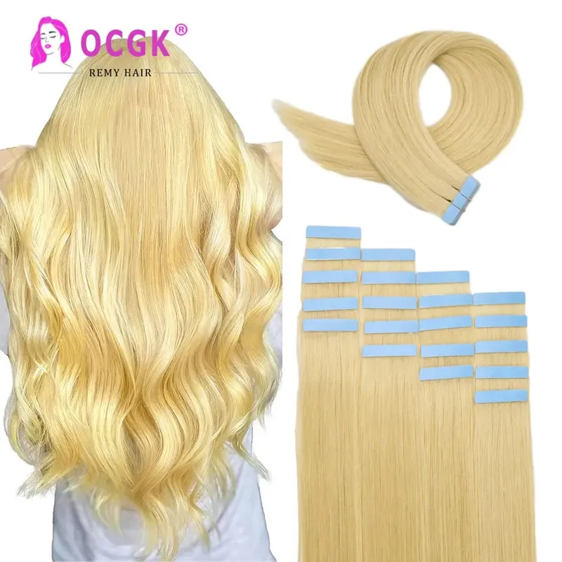 12A Tape In Hair Extensions 100% Remy Human Hair Pre-taped Skin Weft Adhesive Strips For Women Salon Use High Quality 14-22 Inch — image 13