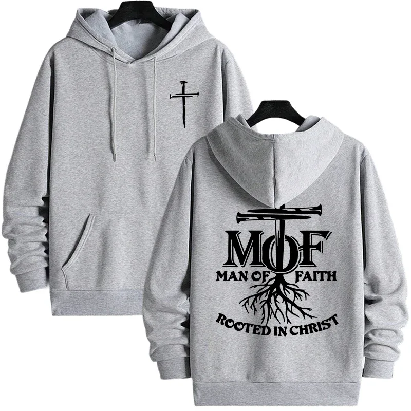 2025 Hot Sale Men's Hoodie Man of Faith Jesus Print Hooded Sweatshirts Autumn Winter Daily Casual Sporty Fashion Hoody Outerwear — image 4