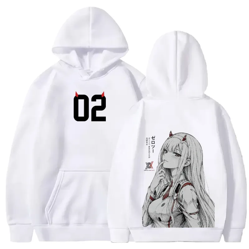 in the FRANXX Harajuku Anime Zero Two Hoodies Streetwear Men Women Clothing Long Sleeve Oversized Fleece Hooded Pullover — image 4