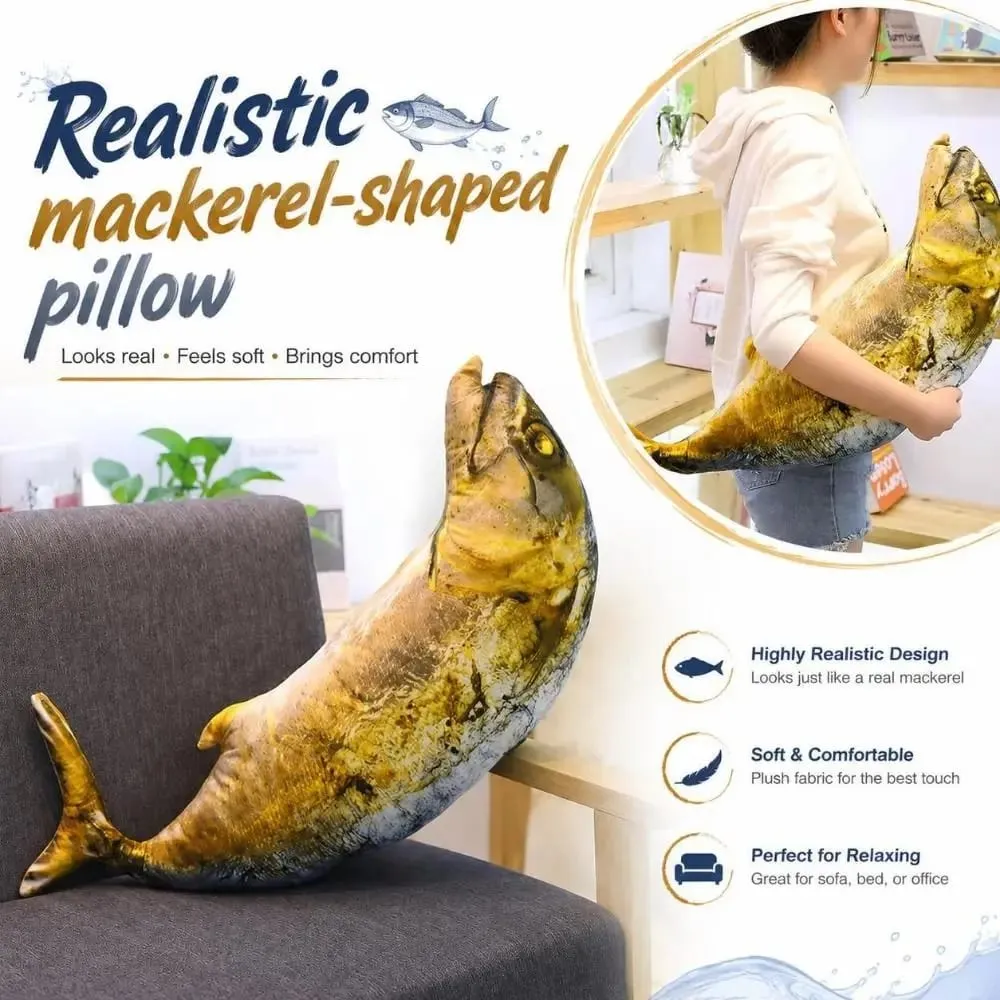 Gifts Realistic Mackerel Plush Pillow Plush Soft Stuffed Fish Plush Toy Mackerel-shaped Cat Toy Home Decor — image 2
