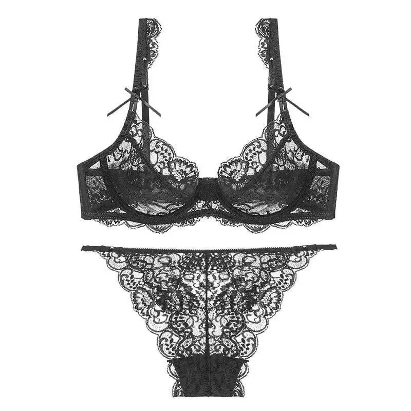 Lace Minimizer Bra Ultra Thin Sponge Free Wirefree Seamless Full Coverage Bust Push Up Comfort Lingerie Set BANERDANNI — image 6