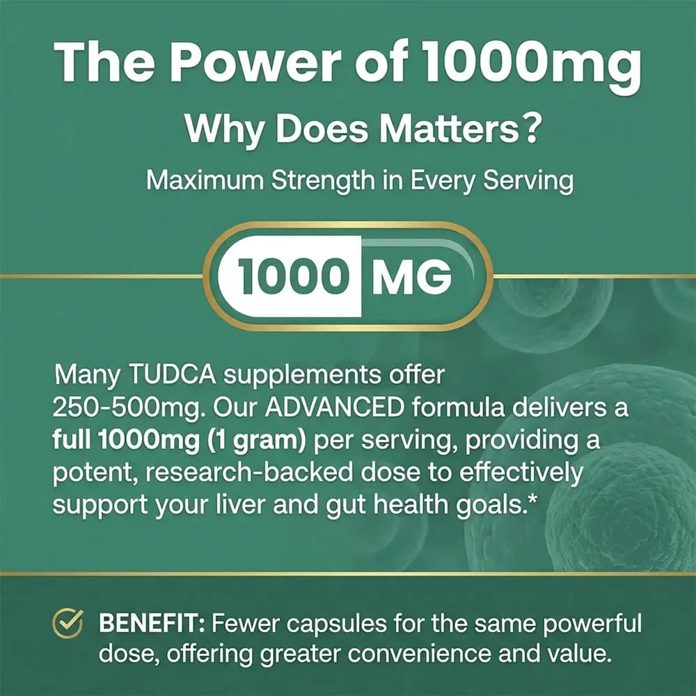 Premium TUDCA Liver Capsules 1000mg Liver Detox Cleansing & Repair Gallbladder & Kidney Support Non‑GMO Vegetarian — image 5