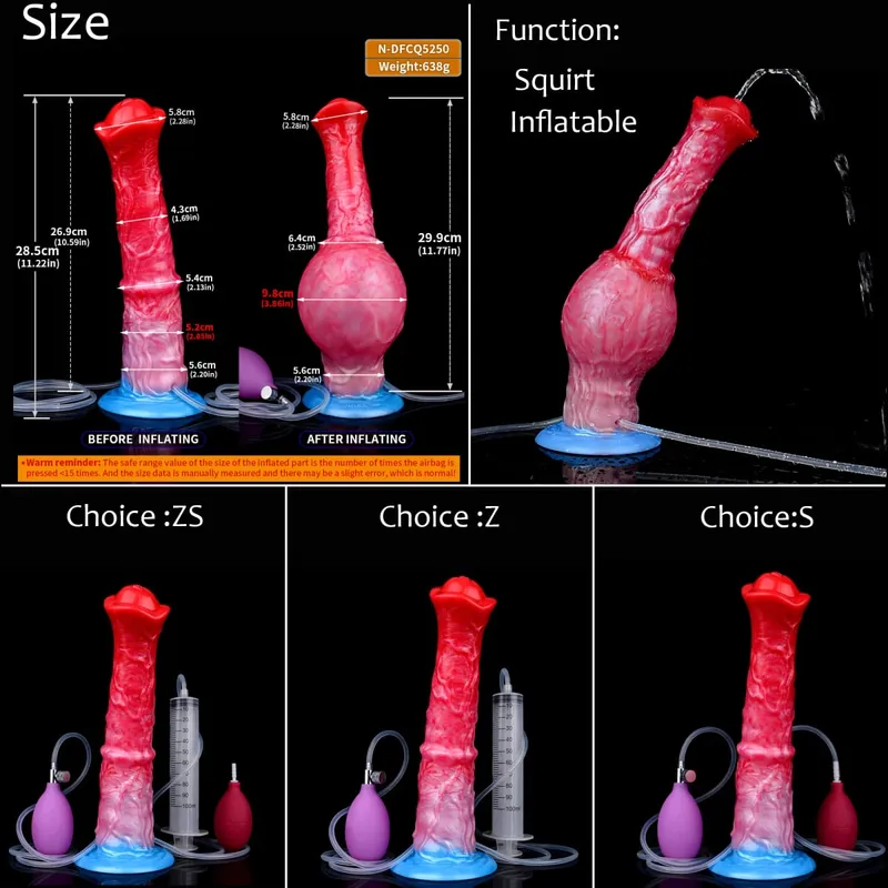 Silicone gonfiabile eiaculazione nodo dildo circonferenza regolabile schizzi fantasia cavallo pene giocattoli adulti del sesso dilatatore anale