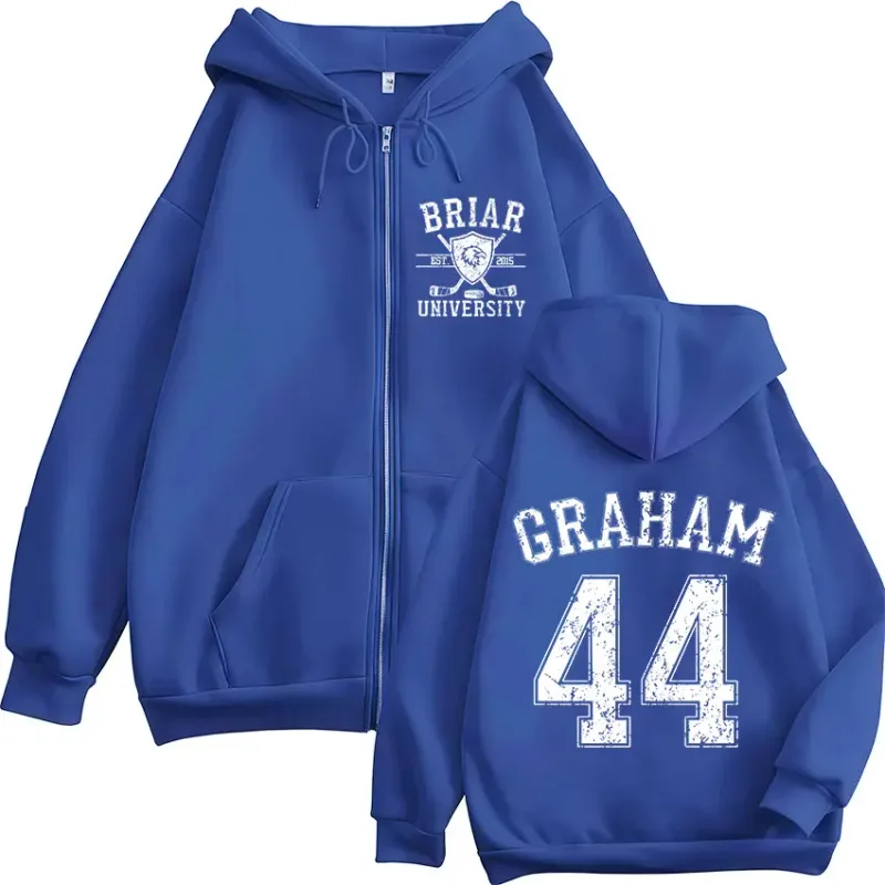 Off Campus Garrett Graham 44 Briar University Hockey Zipper Hoodies Men's Women Casual Fashion Zip Up Hooded Sweatshirts Coats — image 6