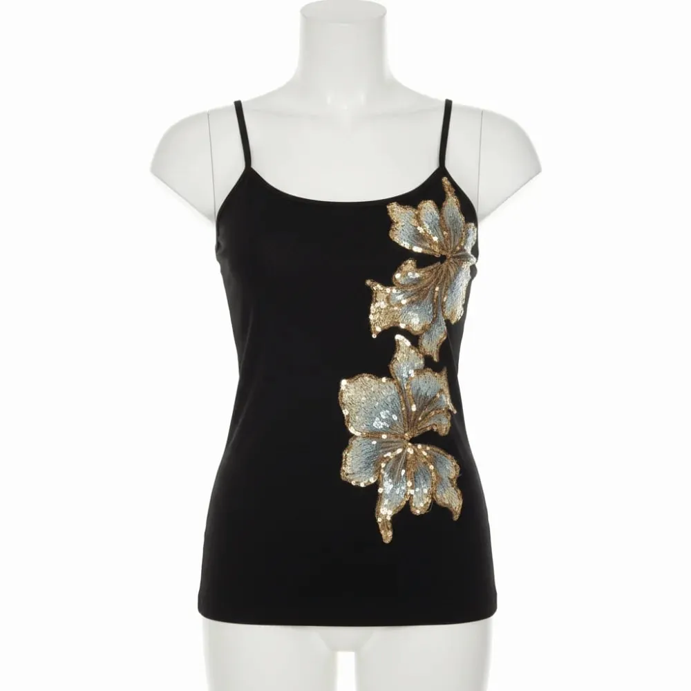 Casual Vintage Summer Tanks Sleeveless Black Camis Tops Bodycon Fit Floral Print Crop Vest Spring Summer — image 2