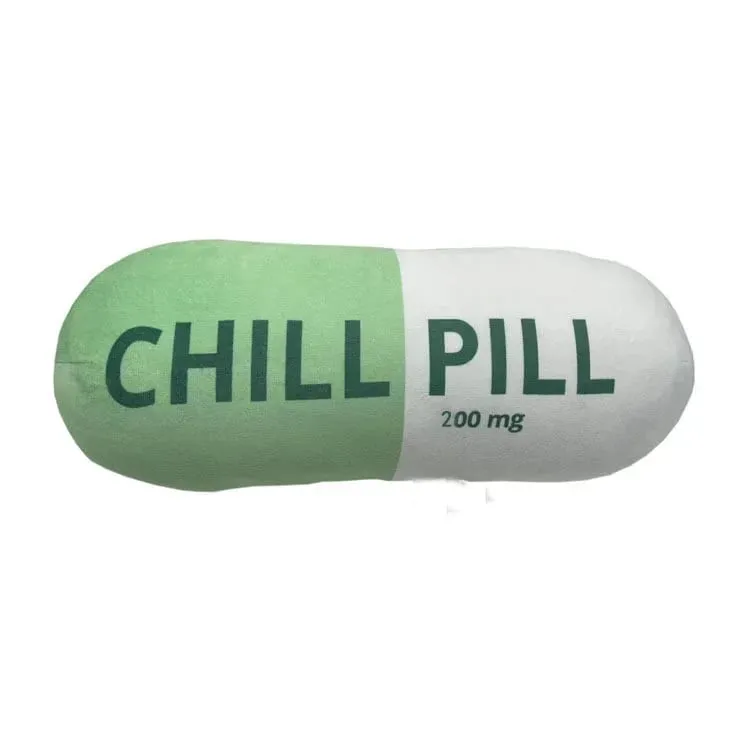 Funny Chill Pill Plush Pillow Cute Cartoon Stuffed Plushie Soft Sofa Cushion Hugging Doll Nap Sleep Pillow Birthday Gift