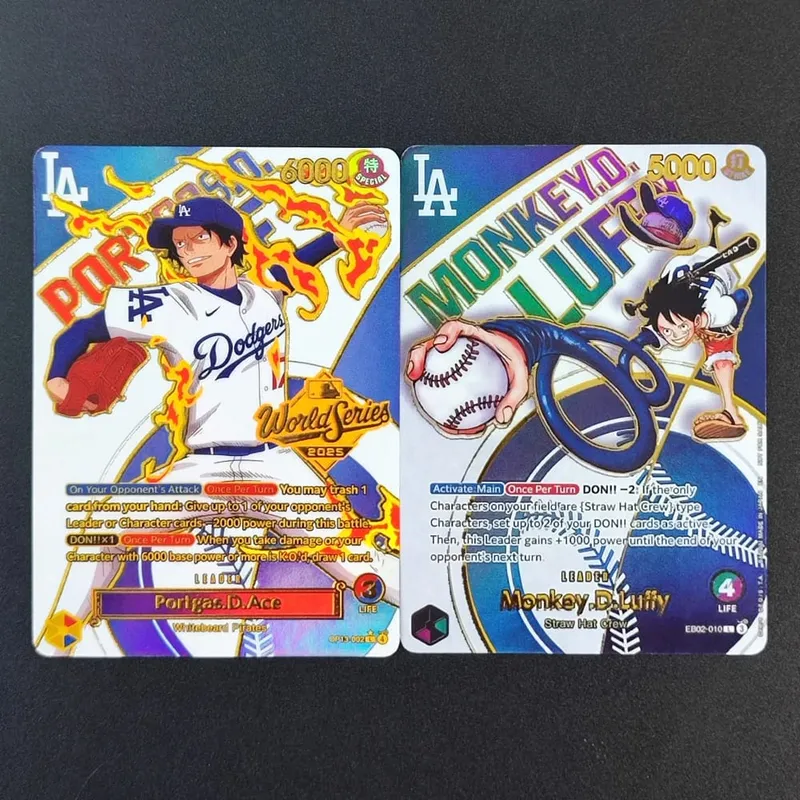 DIY OPCG ONE PIECE CARD Monkey.D.Luffy Ace (010) (Dodgers x ONE PIECE) EB02-010 One Piece Promotion Anime English Cards Foil — image 8