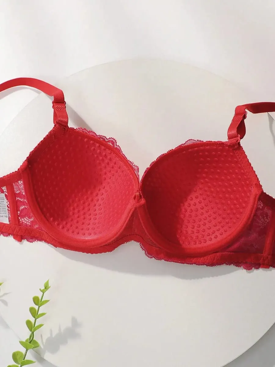 Red Lace Sexy Lingerie Set For Women's Gathering Push Up Underwear For Women's Flower Underwear Set A2155