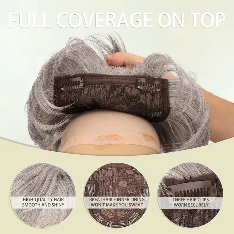 6Inch Synthetic Short Straight Hair Toppers for Thinning Hair Texture Clip-In Adds Volume Hairpiece for Women Daily Use — image 5