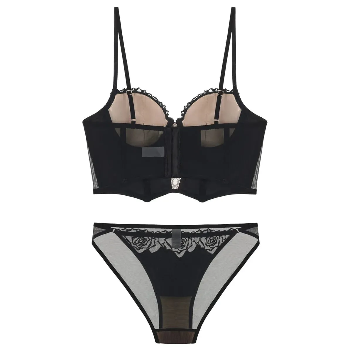 Women Sexy Lace Push Up Bra Set Flower Embroidery Lingerie Bra Snd Panty Set Elegant Ladies Padded Underwear — image 3