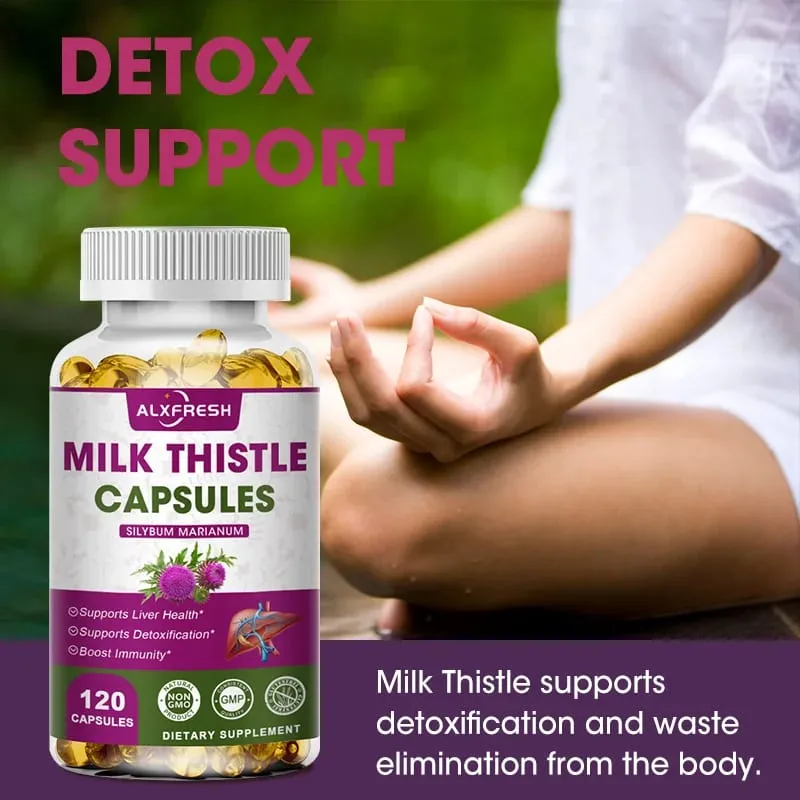 Extrait de chardon-Marie biologique, capsule de 1000 mg et pissenlit, pour une détox antioxydante, soutient la fonction de santé du foie, supplément à base de plantes — image 6