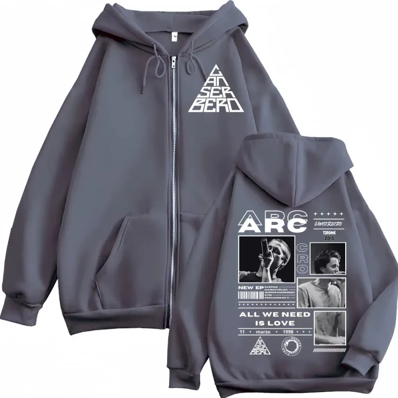 Canserbero Allt vi behöver är kärlek Muerte Vida Merch Zipper Hoodie Herrmode Hip Hop Zip Up Sweatshirts Casual Fleece Pullovers — image 3
