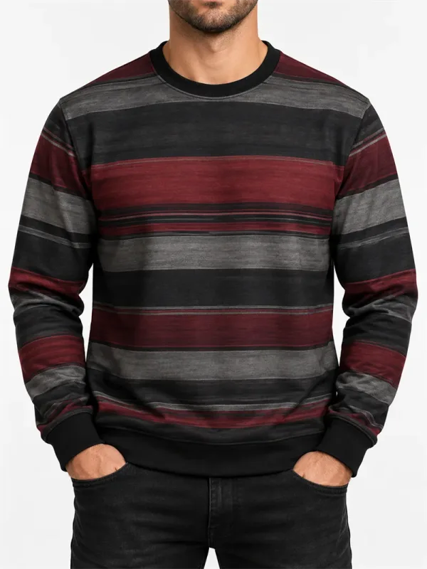 Men's Vintage Striped Crewneck Sweatshirt Casual Long Sleeve Pullover Color Block Autumn Streetwear Everyday Fashion Classic Top — image 9