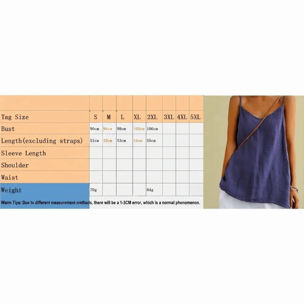 Basic Cotton Linen Spaghetti Strap Top V Neck Sleeveless Sleeveless Tank Top Loose Fit Breathable Camis Top Summer Wear — image 6
