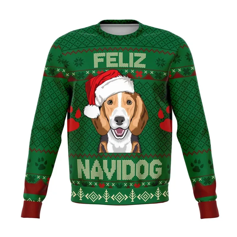 Colorful Dog Cat Pattern Ugly Christmas Sweater For Men 2026 New Year Festival Hoodie Women Merry Christmas Crew Neck Sweatshirt — image 5