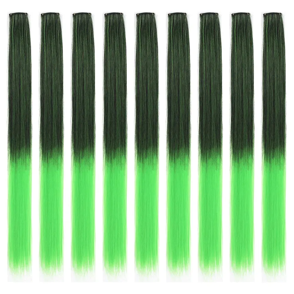 8pcs/pack Colored Party Highlights Clip in Hair Extensions for Girls 22 inches Multi-colors Straight Hair Synthetic Hairpieces — image 11