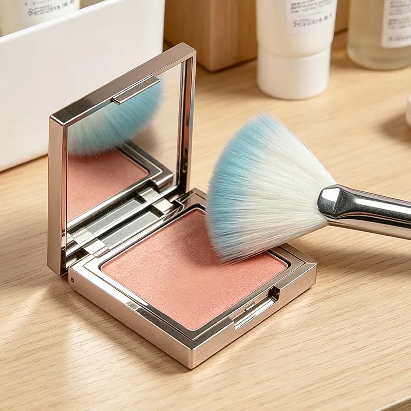 5pcs Fan Makeup Brush Glitter Transparent Handle Soft Fluffy Bristle Highlighter Blush Powder Brushes Face Cosmetic Beauty Tool