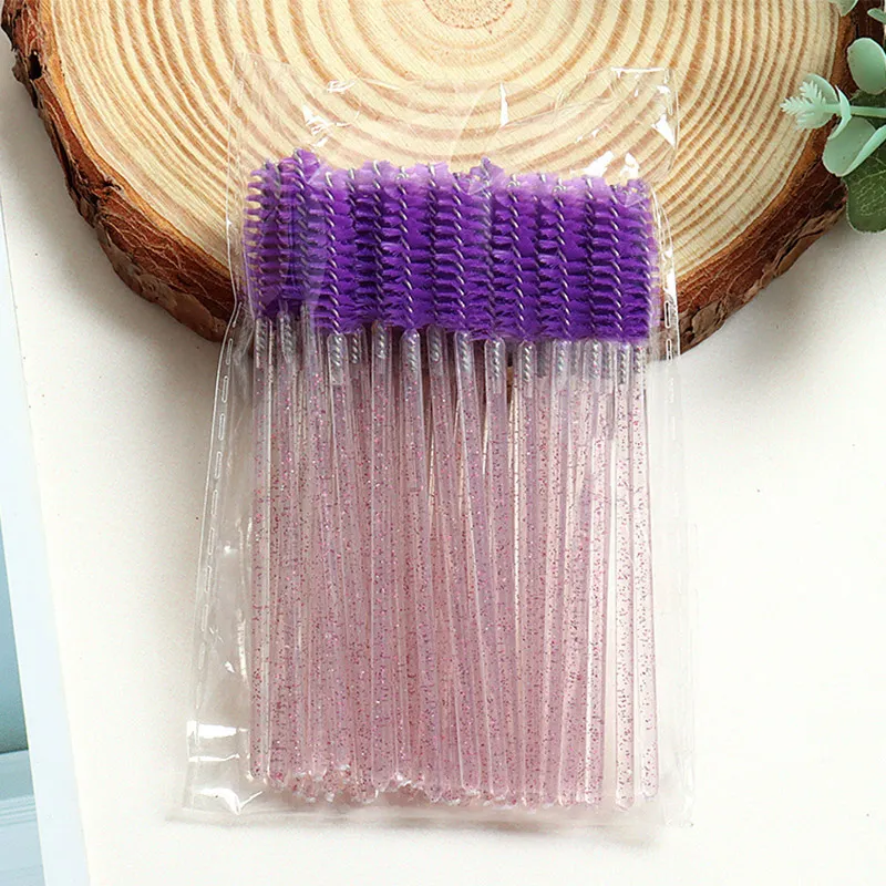 50pcs Crystal Rod Disposable Eyelash Brushes Eyelash Comb Eyebrow Comb Eyelash Curl Spiral Multi purpose Portable Makeup Brush — image 5