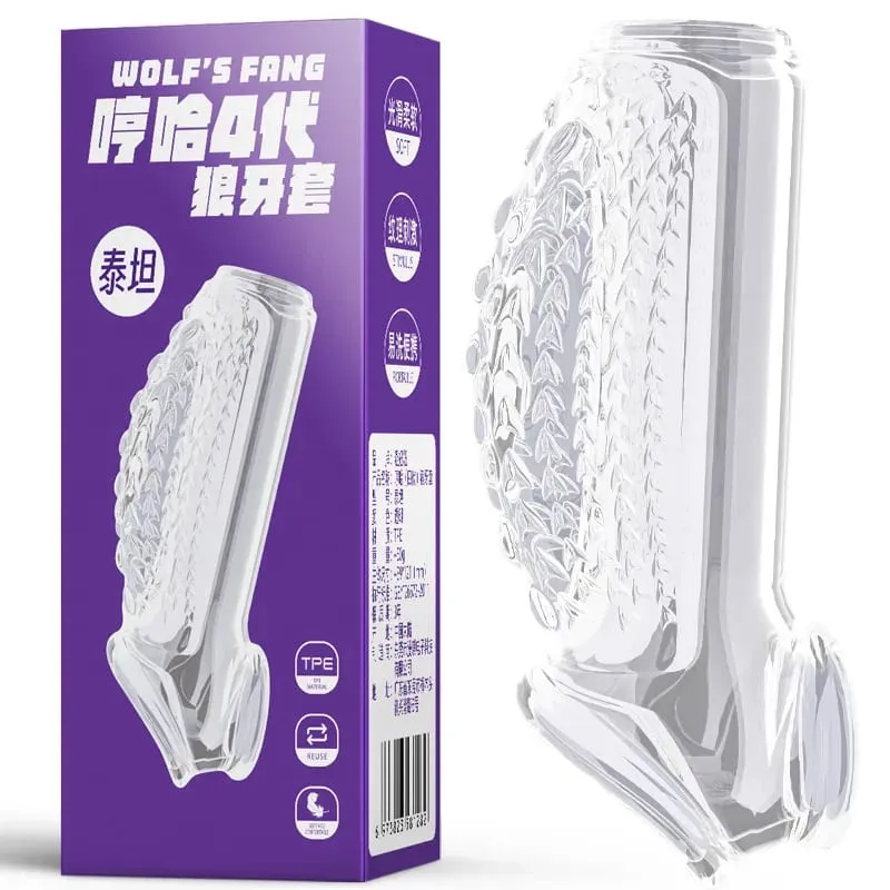 Penile Condom Male Transparent Particles Sheath Male Penis Sleeve Silicone Sex Toys Sheath Stretchable Cock Enlargement — image 4
