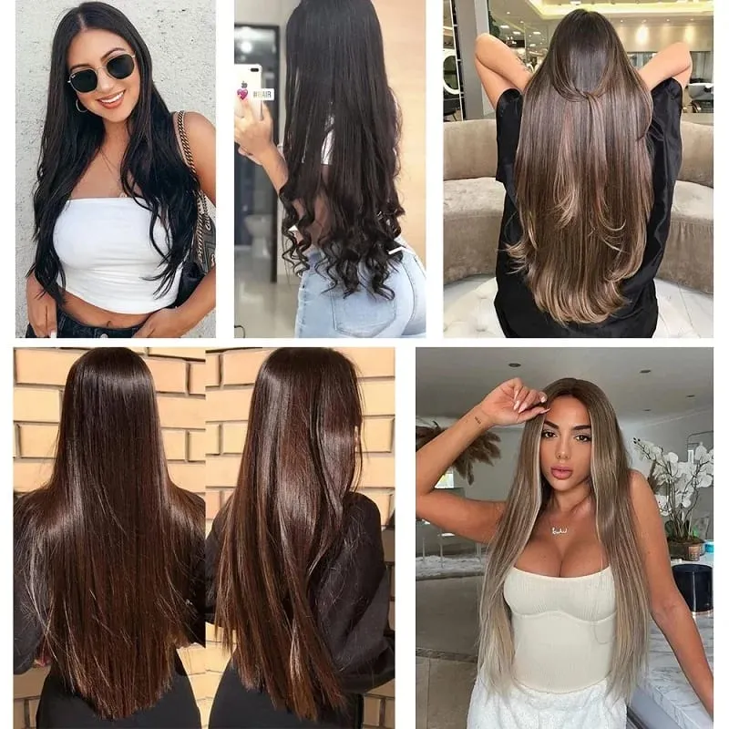 24Inch Synthetic Long Straight Hair Extension One Piece Clip On Hairpiece for Women Increase Hair Volume Daily Party Hairstyle — image 6