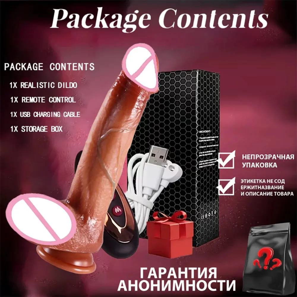 Dildo - 9.0 inch Telescopic Dildo Vibrator Sex Toy - with 10 Insertion And 10 Vibration And Heating Modes Realistic Dildo for G-Spot Anal Stimulation Silicone Dildo Remote Control Female Couple Adult Sex Toy — image 7