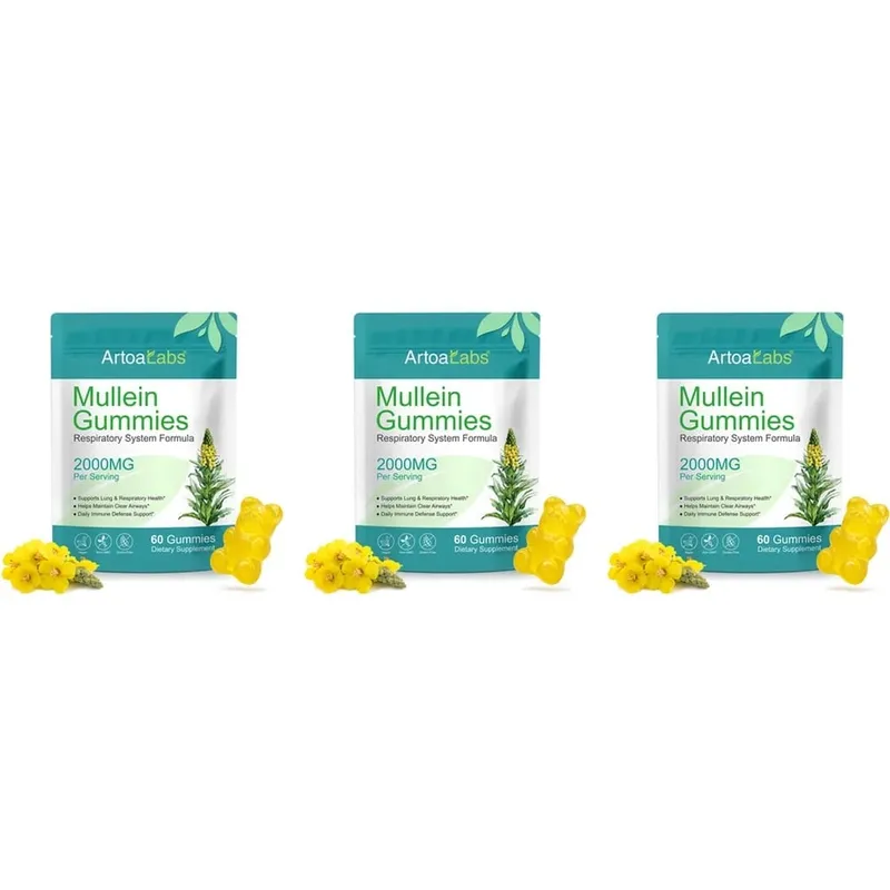 ArtoaLabs Mullein Gummies 2000mg 50:1 Extract for Respiratory Health & Clear Airways Supports Daily Immune Defense 60 Gummies — image 10