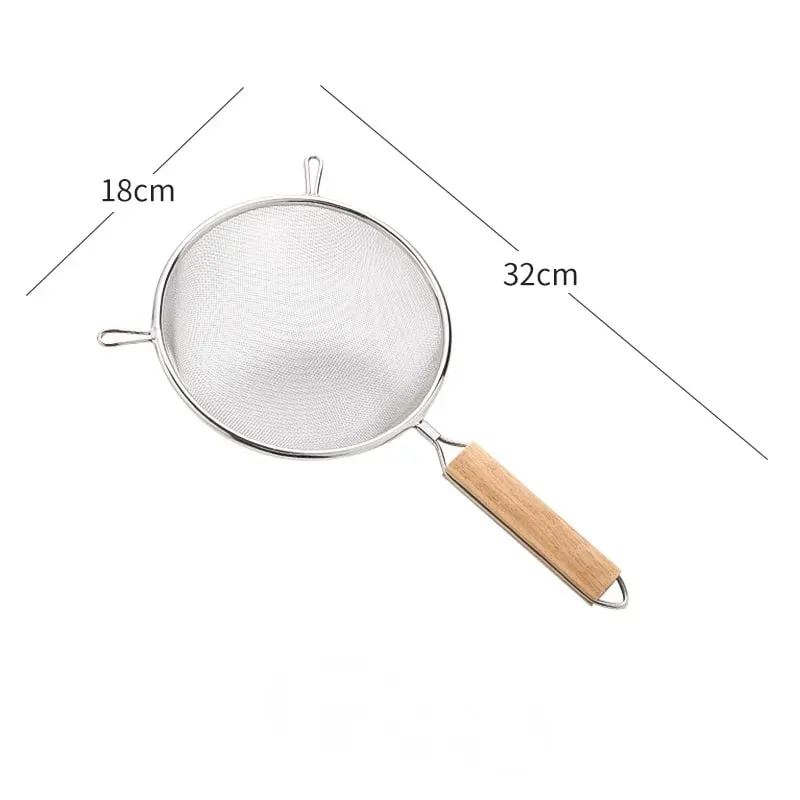 1-3pcs Wooden Handle Flour Sifter And Strainer Fine Mesh Stainless Steel for Home Baking Cooking Juice And Powder Filtering