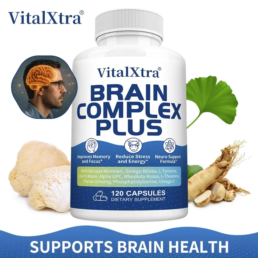 Brain Supplements for Memory and Focus with Bacopa Monnieri Lion's Mane Ginkgo Biloba Mental Clarity & Cognitive Support
