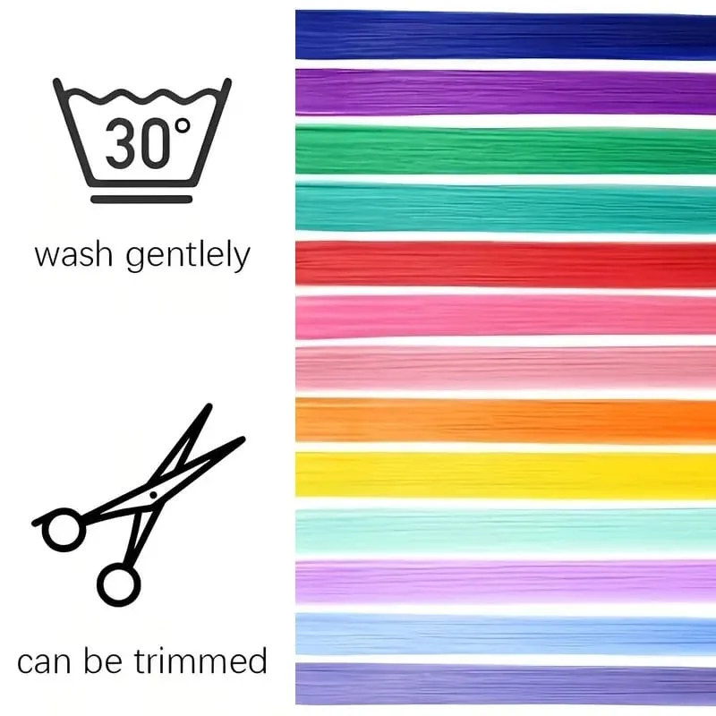 5 Color Clip Style Hair Extensions 24 Inch Straight Hair Extensions Clip Style Synthetic Heat-Resistant Curly Hair Extensions — image 3