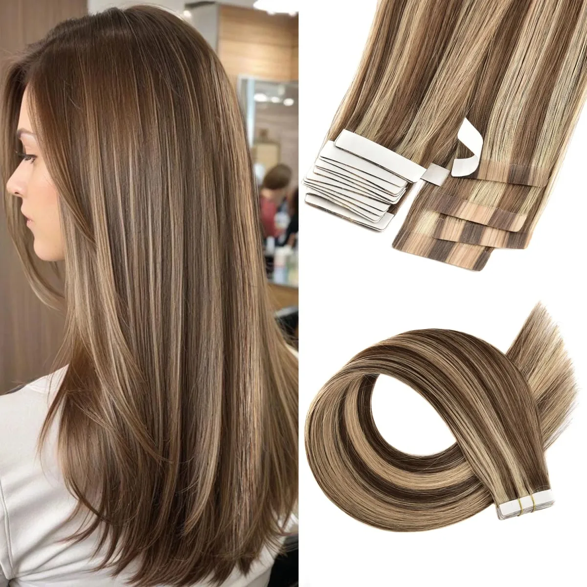 Straight Invisible Skin Weft Tape ins Extensions Human Hair Tape in Hair Extensions Real Human Hair 20pcs Remy Hair Extensions