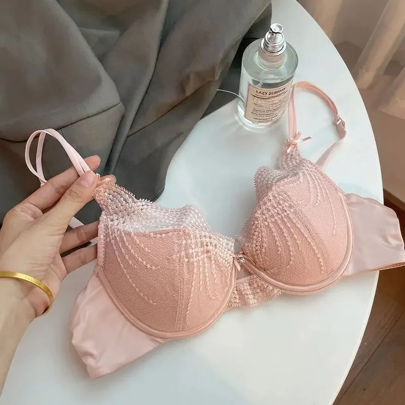 Ladies 2 Pieces Lace Underwear Suit Pure Desire Deep V Low Neck Thin Strap Soft Underwire Push Up Bra Briefs Sexy Lingerie 32‑38 — image 11