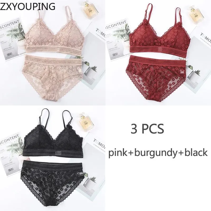 Σετ Σουτιέν 3 τεμαχίων Σέξι δαντέλα Beauty back κοστούμι Εσώρουχα Συγκεντρώστε απρόσκοπτη γυναικεία εσώρουχα Εσώρουχα Άνετα εσώρουχα — image 8