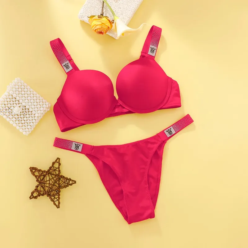 Victoria's Secret New Fashion Push Up Bra Panty Set Sexy Lace Lingerie Underwired Sleepwear Plus Size Women Underwear Set — image 5