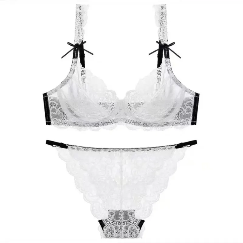 Lace Minimizer Bra Ultra Thin Sponge Free Wirefree Seamless Full Coverage Bust Push Up Comfort Lingerie Set BANERDANNI — image 5