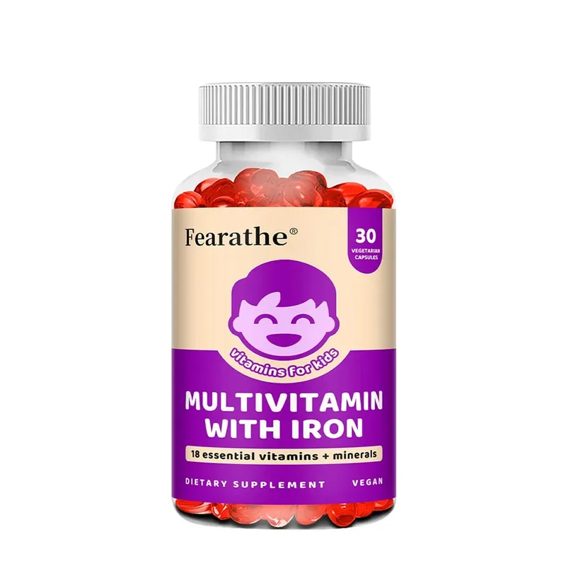 Kids Multivitamin Softgels with Iron Zinc & Biotin Daily Nutritional Supplement for Kids’ Growth Immune & Brain Support